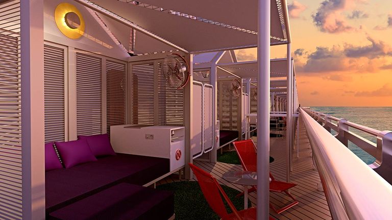 An Athletic Club Cabana onboard Virgin’s Scarlet Lady.