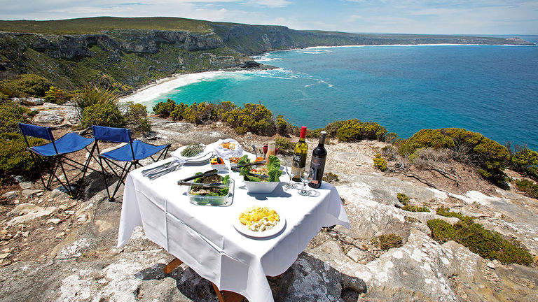 Clients enjoy homemade meals and snacks in scenic spots while touring with Exceptional Kangaroo Island.