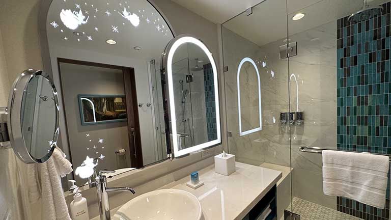 Guests will find magical touches such as illuminated characters on bathroom mirrors.