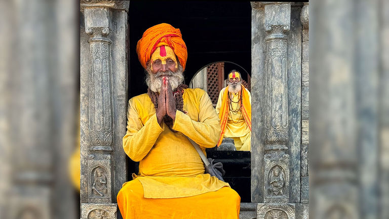 Second place went to this image of Hindu holy men.