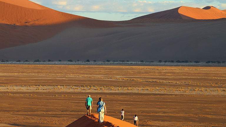 The Namib Desert is adjacent to Namibia's coastline, and the sea's fog provides needed moisture for the desert.