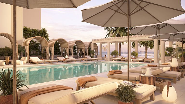 The pool area will offer ocean views and cabanas.