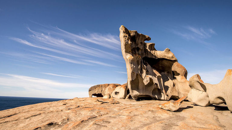 The Remarkable Rocks formation, in Flinders Chase National Park, is a scenic highlight of KI.