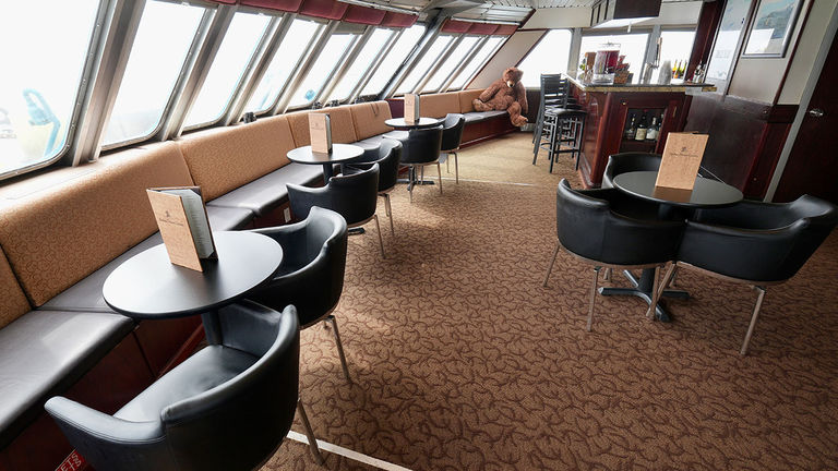 The Vista View lounge houses the ship’s bar.