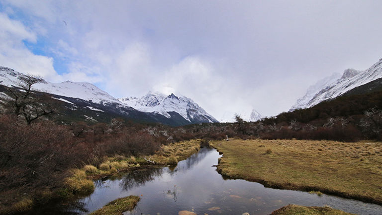 Trekkers can fill their water bottles straight from glacially fed waters, such as this. // © 2018 Mindy Poder